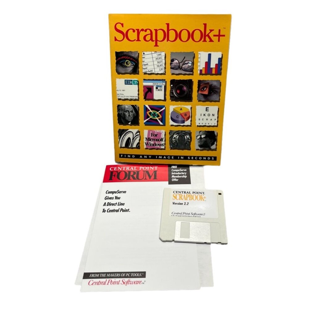 Scrapbook+ Version 2.2 Floppy Disk Software Instructions 1992 Central Point
